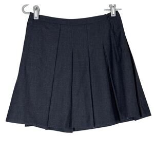 Girdear Grey Pleated Wool Mini Skirt Wrap Women 4 Academia Preppy School Girl